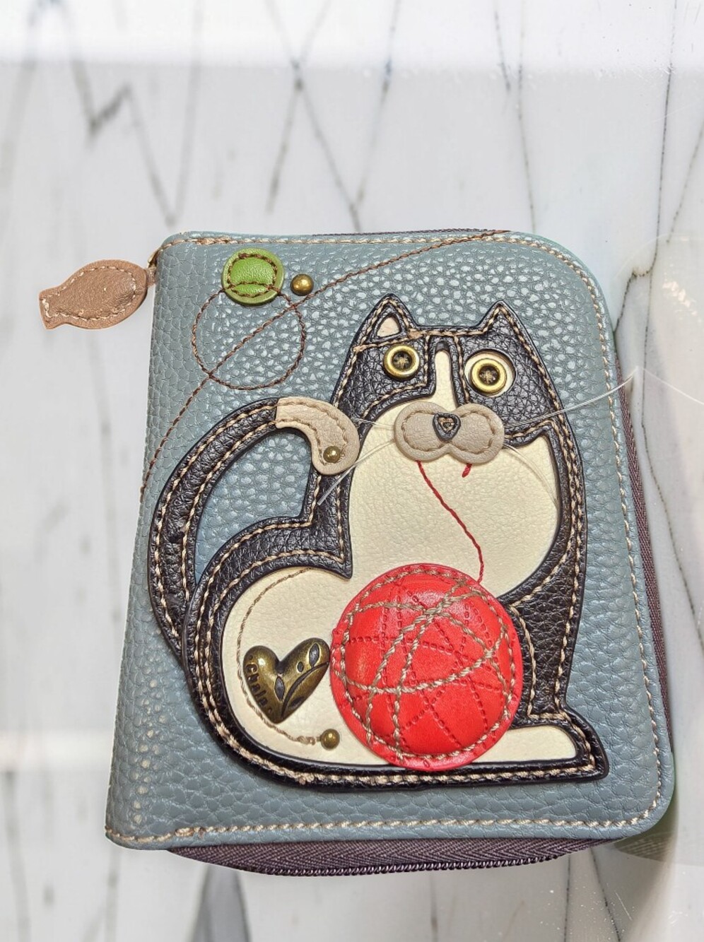 Chala Cat with Yarn Ball Zip Around Wallet